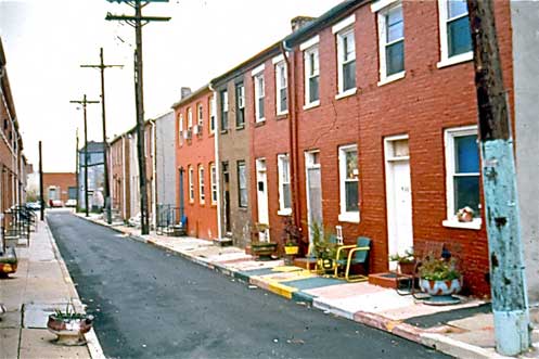 Figure 3. Worker class row houses, Beven Street, Baltimore (author).